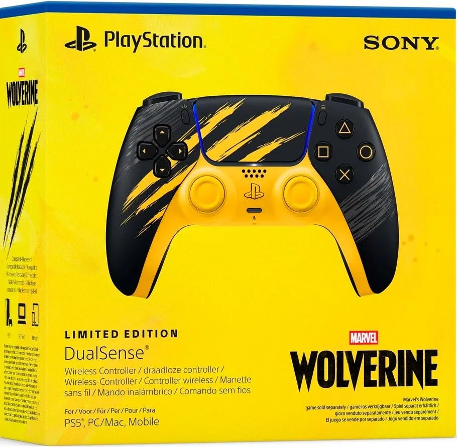 Геймпад Sony PlayStation 5 DualSense Wireless Marvel’s Wolverine (Росомаха) Battle Yellow, Новый, Limited Edition — фото 2