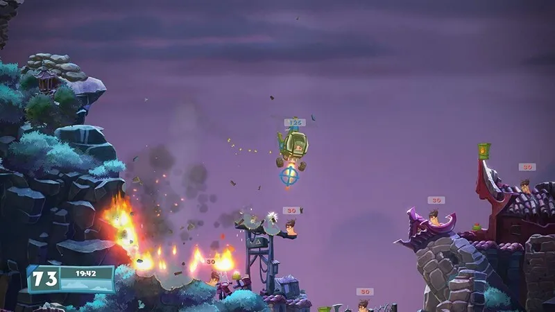 Игровой диск для Sony PS4 Worms Battlegrounds + Worms W.M.D. Double Pack, без локализации, б/у — фото 5